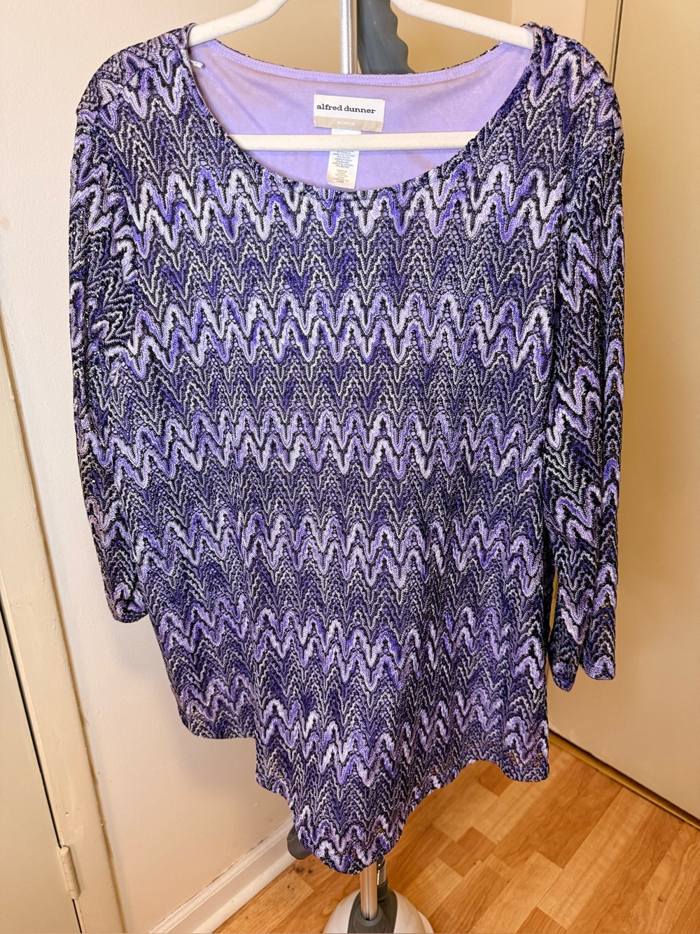 Size 3x Alfred Dunner Women's Lavender Patterned Long Sleeve Blouse